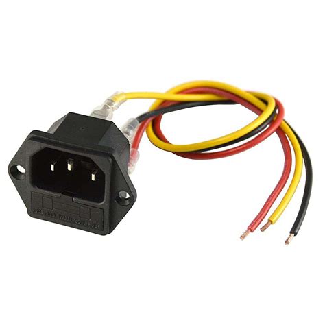 Ac V A Iec C Male Power Cord Inlet Socket With Fuse Holder