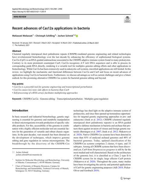 (PDF) Recent advances of Cas12a applications in bacteria