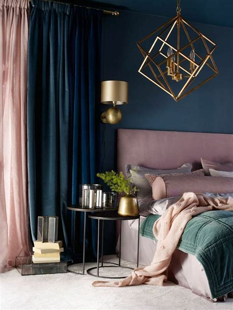 Rose Gold And Navy Blue Slaapkamerideeën Interieur Slaapkamer