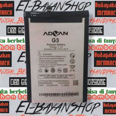 Batrai Advan G3 Pro 2020 Batre Advan 6002 Baterai Battery Lazada