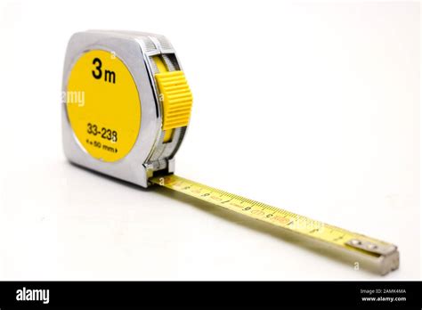 Metal Yellow Tape Measure Isolated On White Background Flexible Ruler