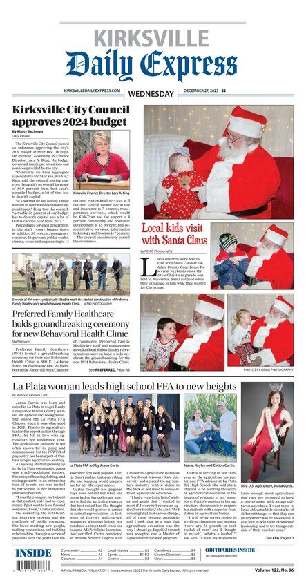 Wednesday, December 27, 2023 | Kirksville Daily Express