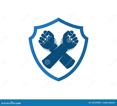 Fist And Shield Punch Icon Fists Bumping Struggle Logo Cartoon