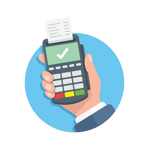 male hand holding pos payment machine icon  flat style