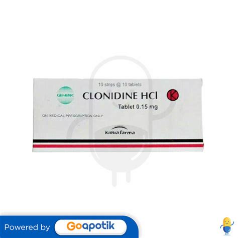 Clonidine Hcl Kimia Farma 015 Mg Box 100 Tablet Kegunaan Efek