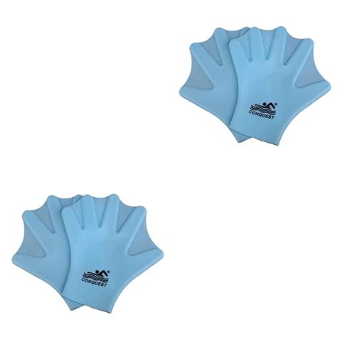 Silicone Swim Gloves Webbed Aquatic Fit Hand Paddle Sky Blue EBay