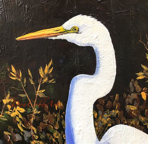 Great White Egret Louisiana Swamp Bird Art Print Signed | Etsy