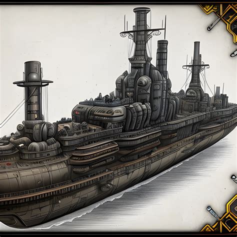 dieselpunk, airship, multiple gun platforms, fleet, brass hull ...