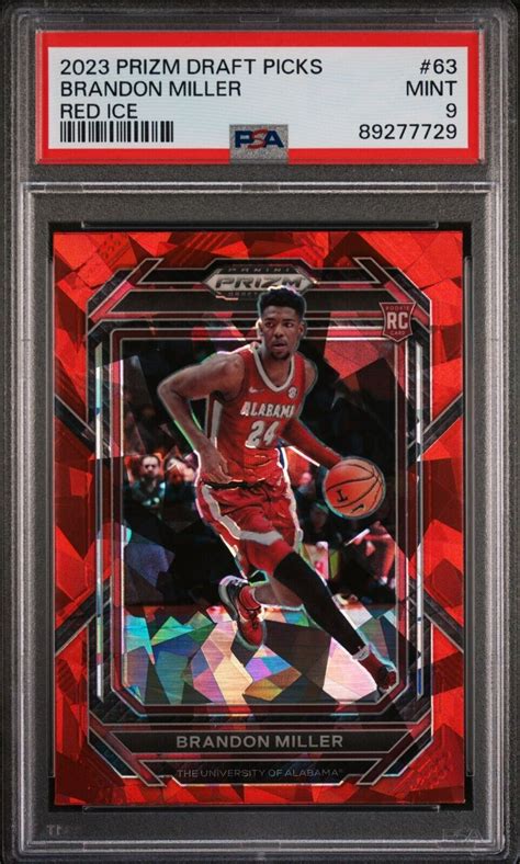 Brandon Miller 2023 Prizm Draft Picks 63 Red Ice PSA 10 Price Guide