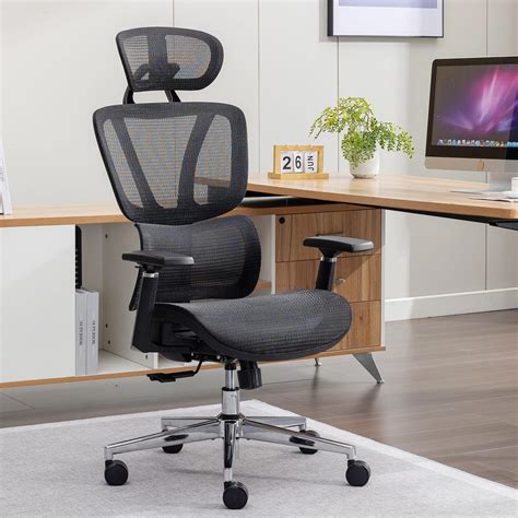 Brthory Chaise De Bureau Ergonomique Maille Respirante Avec Support