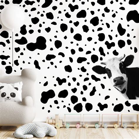 Cow Print Stickers 8 Sheets 224 Pieces Black Vinyl