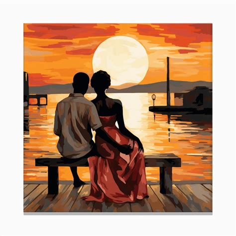 Sunset Couple Painting Canvas Print by Bella Luna - Fy