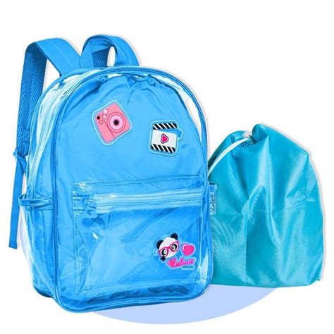 Mochila Bolsa De Costa Transparente Luluca Pandinha Escolar Yotuber