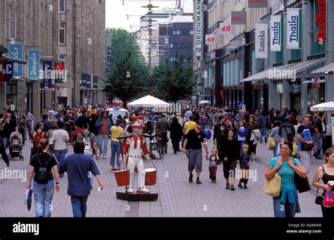 Germany Hamburg People Walking At Spitalerstrasse A Pedestrian Street