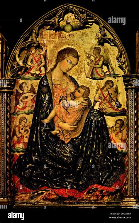 Madonna Breastfeeding The Child Surrounded By Musician Angels Hi Res