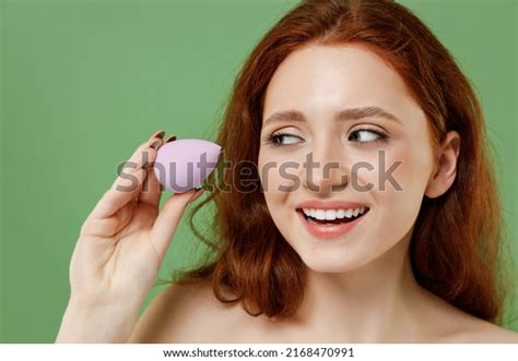 Beautiful Half Naked Topless Redhead Woman Stock Photo 2168470991