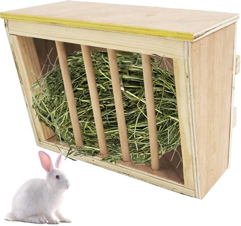 Amazon Kathson Rabbit Hay Feeder Rack Wooden Food Feeding Manger