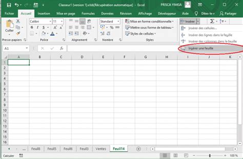 Créer une nouvelle feuille de calcul Excel