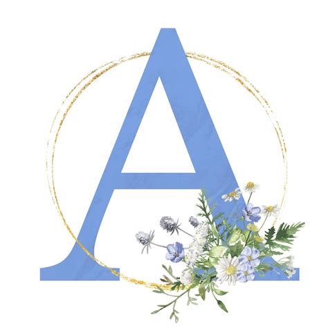 Premium Vector Letter A Blue Flower Concept Watercolor Floral