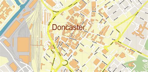 Doncaster UK PDF Vector Map: City Plan High Detailed Street Map ...