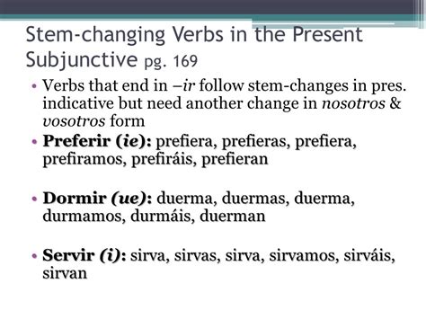 Subjunctive Forms Irregular Stem Changers Verbs With Spelling