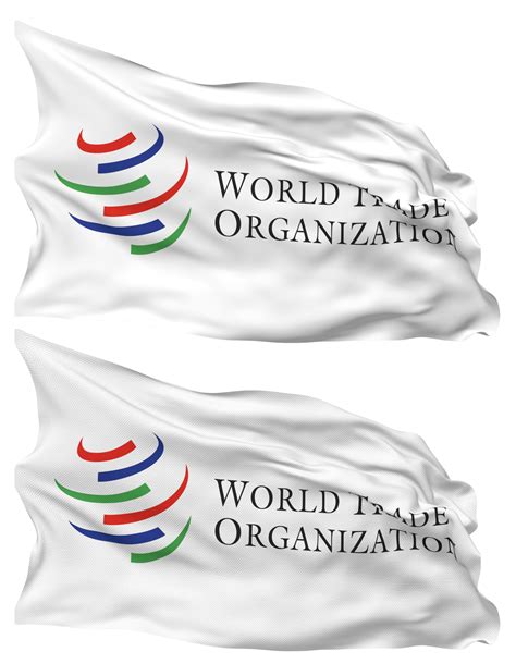 World Trade Organization Wto Flag Waves Isolated In Plain And Bump