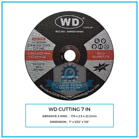 WD Cutting Wheel 7 Inch Batu Gerinda Potong Besi 7 X 2 5mm Mata