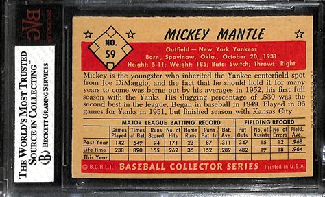 Lot Detail Bowman Color Mickey Mantle Graded Bgs Ex Mt