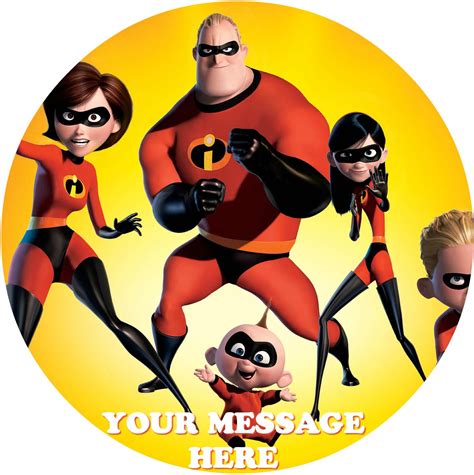 The Incredibles Edible Image Cake Topper Personalized Birthday Sheet C