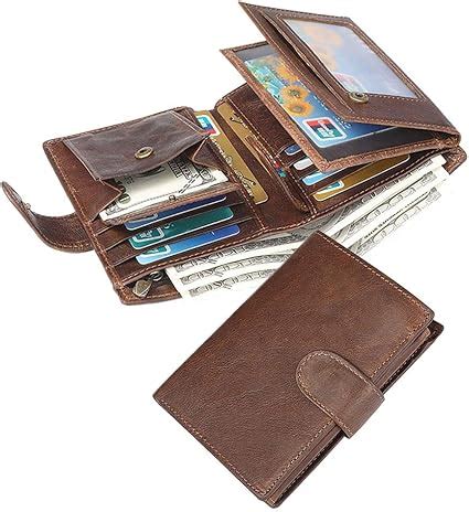 Mens Genuine Cowhide Leather Wallet Retro Hasp Gents Purse Bifold