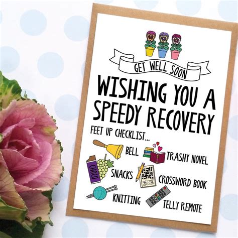 Get Well Card Speedy Recovery Card Well Wishes Get Well Etsy