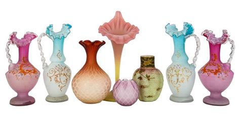 Group Of Victorian Amberina Art Glass Vases Auction