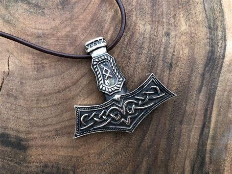 Viking Mj Lnir Pendant Thors Hammer Amulet Bronze Viking Etsy Norse