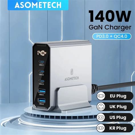 Asometech W Gan Usb Type C Fast Charger Multiple Ports Qc Pd