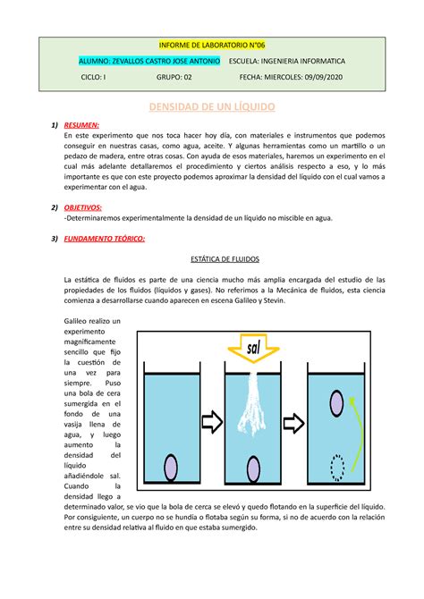 Densidad De Un Líquido Nota 20 Densidad De Un LÍquido 1 Resumen