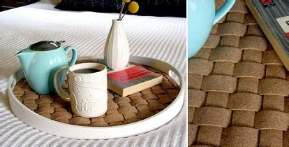 Декорирование подноса пробковой подложкой