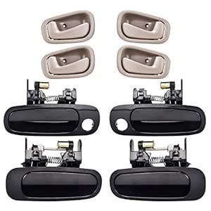 Faersi 8Pcs Exterior Interior Door Handles Front And Rear Left Driver