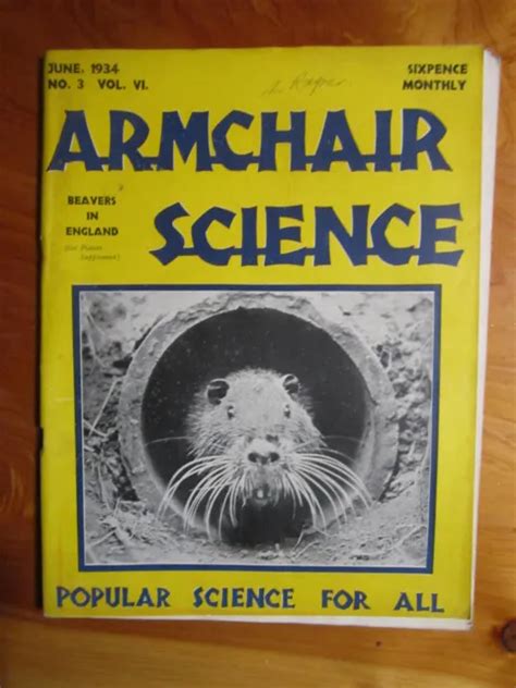 MAGAZINE VINTAGE ARMCHAIR Science June 1934 No 3 Volume Vi Must