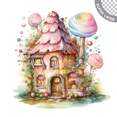 Acuarela Pastel Cuento De Hadas Casa De Dulces Archivo Psd Premium