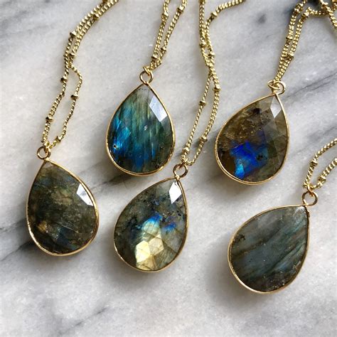 Labradorite Necklace K Gold Labradorite Necklace Etsy In