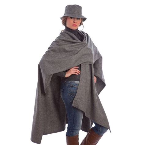 Grey Poncho Ruano For Women 100 Wool Grazalema