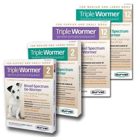 Durvet Triple Wormer 7 Way Dog Puppy Dewormer Medium And Large Dogs Over