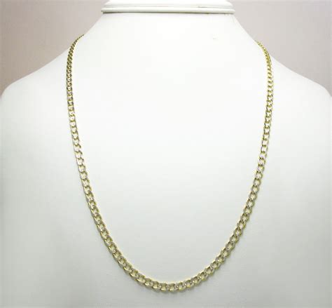 Buy 10k Yellow Gold Hollow Diamond Cut Cuban Link Chain 24 Inch 4mm