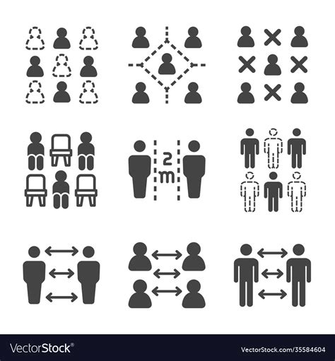 Social Distancing Icon Set Royalty Free Vector Image