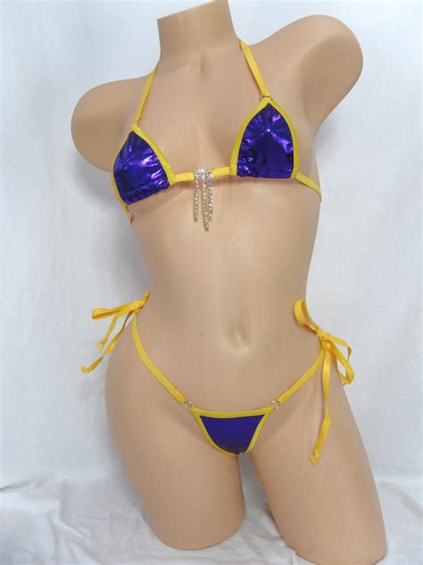 Mini Micro G String Bikini Choice Of Bottom Purple Mystique Trimmed In