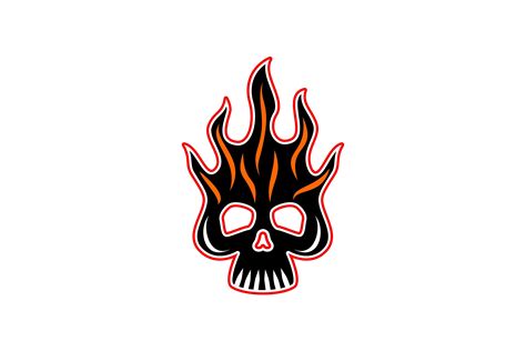 Skull Skeleton on Fire Flame Logo Design Graphic by Roossoo · Creative ...