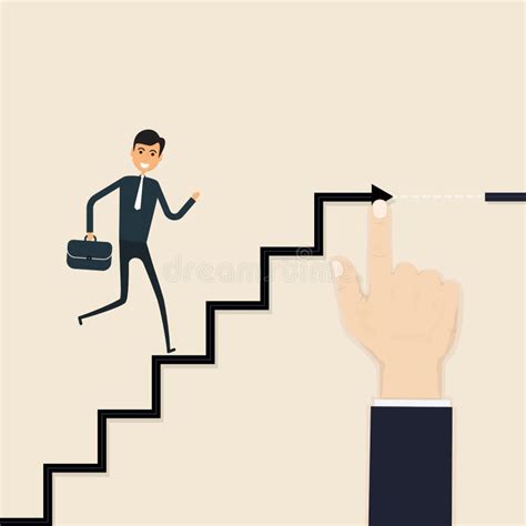 Businessman Walking Drawing Stairs Success Stock Illustrations