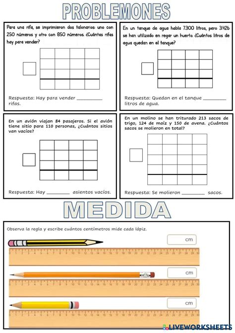 problemas  medida danielaelstner  worksheets