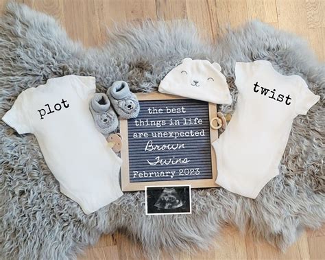 Gray Twin Pregnancy Announcement Surprise Twins Unexpected Twin