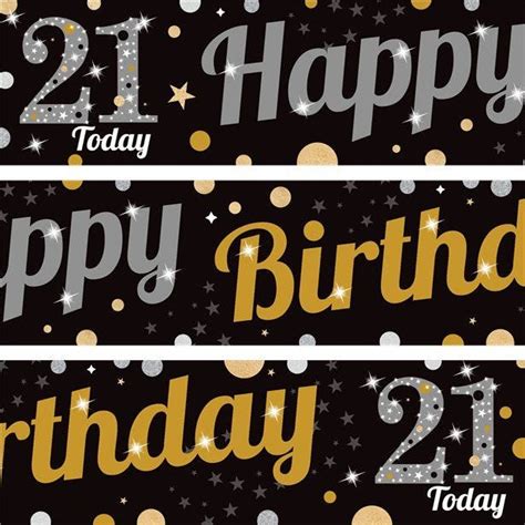 21st Sparkling Birthday Paper Banners - 1m (3pk) | Party Delights